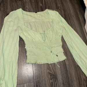 Free People Light Green Blouse